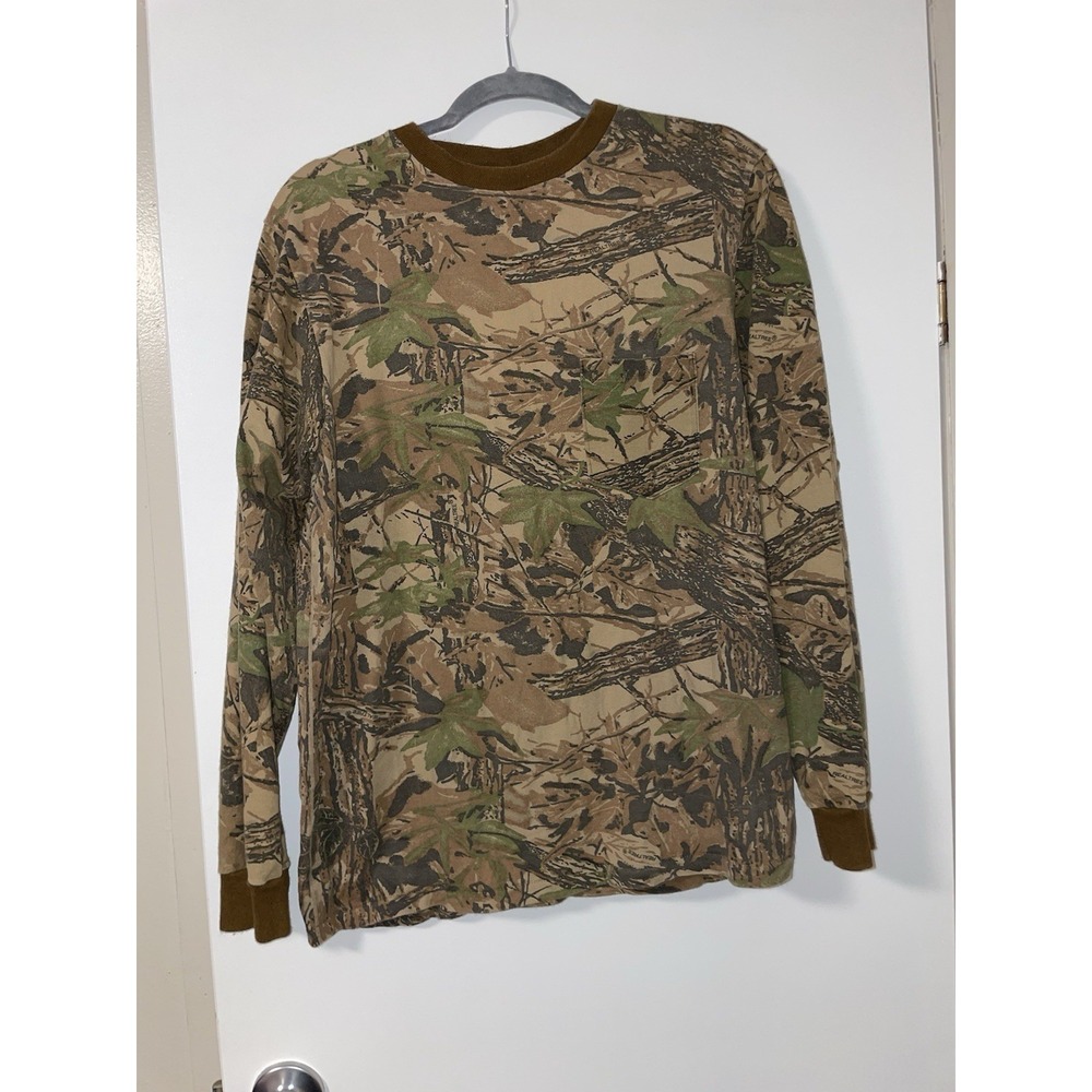 90s Rattlers Brand Real Tree Camo Long Sleeve Pocket Shirt Mens L Single Stitch